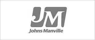 A gray and white logo of johns manville.