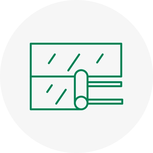 A green line drawing of a window.